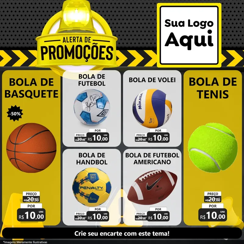 Modelo de Rede Social para Feed Facebook com o tema Alerta de Promoções para Artigos Esportivos