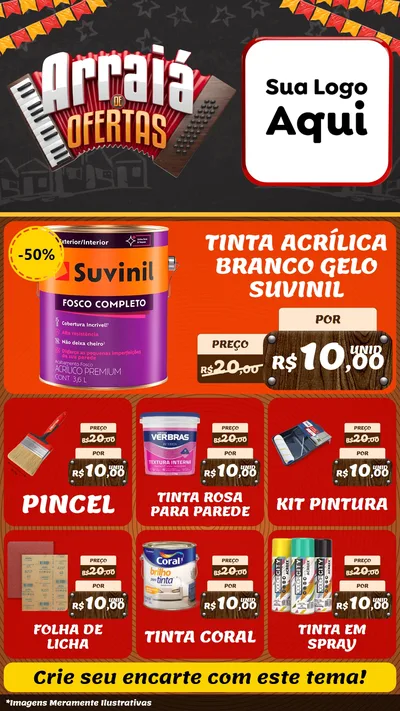 Modelo de Rede Social para Stories com o tema Arraiá de Ofertas - Junina para Tintas e Ferramentas