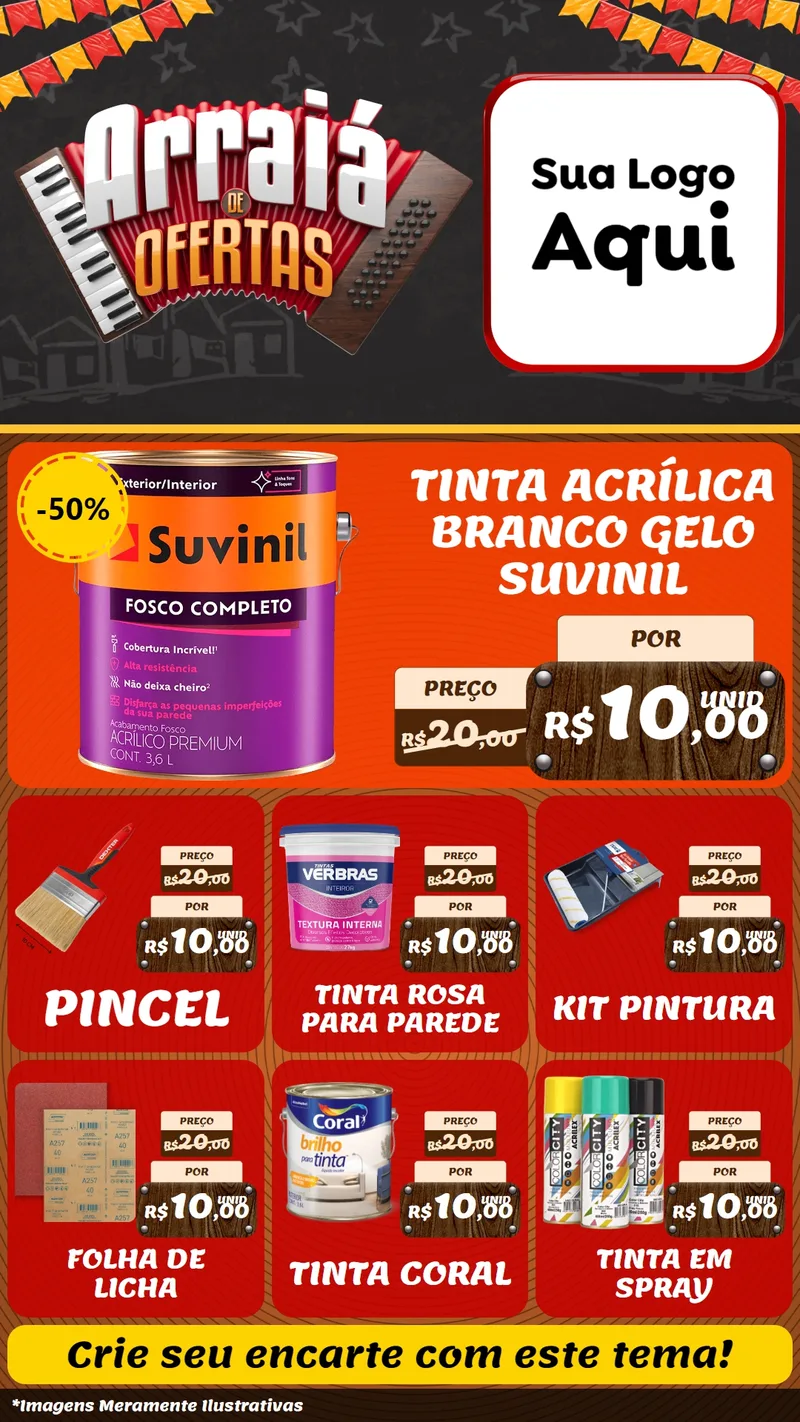 Modelo de Rede Social para Stories com o tema Arraiá de Ofertas - Junina para Tintas e Ferramentas