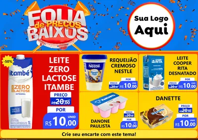 Modelo de Encarte para Encarte A4 Horizontal com o tema Folia de Preços Baixos para Frios e Laticínios