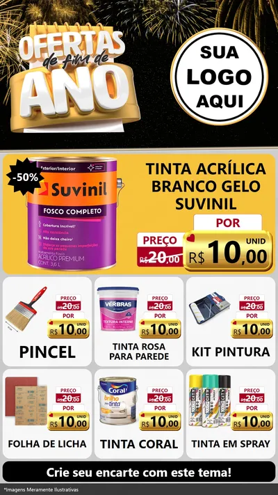 Modelo de Rede Social para Stories com o tema Ofertas de Fim de Ano para Tintas e Ferramentas