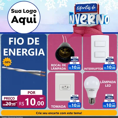 Modelo de Rede Social para Feed Facebook com o tema Ofertas de Inverno para Materiais Elétricos