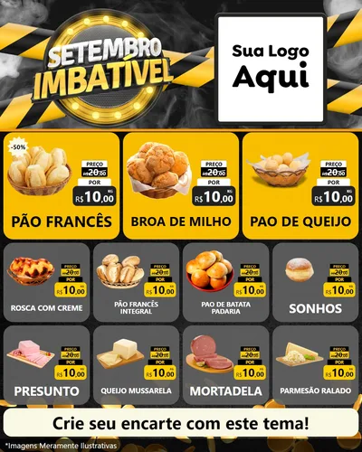 Modelo de Rede Social para Feed Instagram com o tema Setembro Imbatível para Padaria