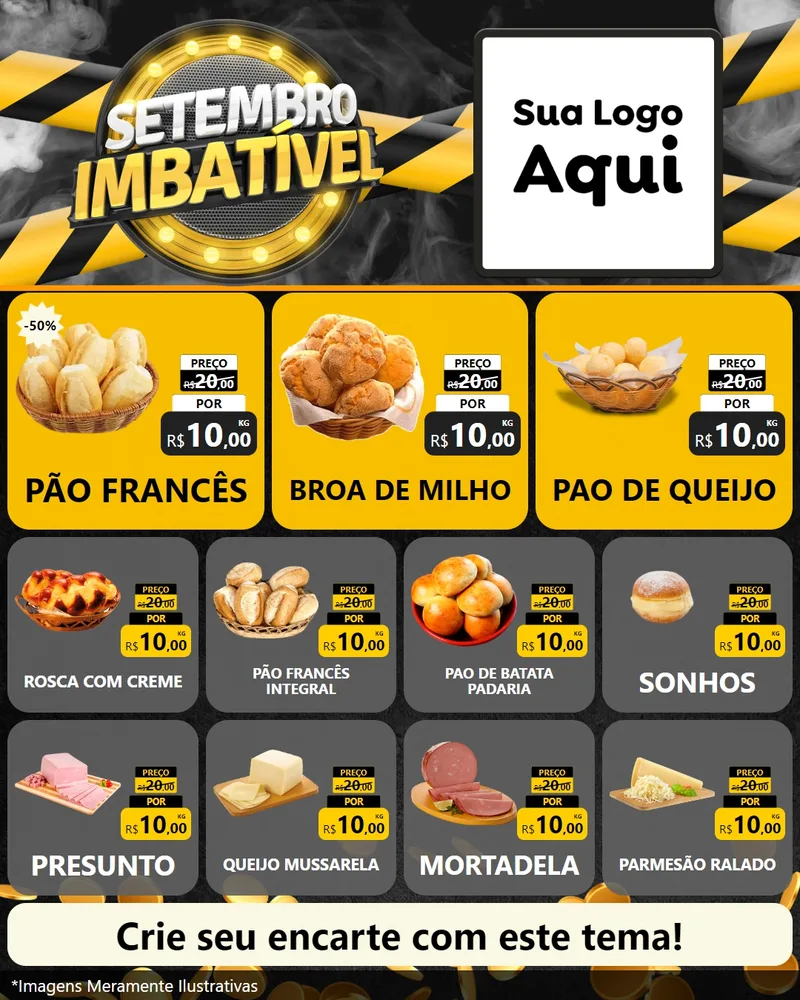 Modelo de Rede Social para Feed Instagram com o tema Setembro Imbatível para Padaria