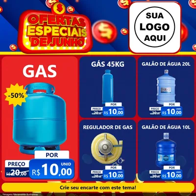 Modelo de Rede Social para Feed Facebook com o tema Ofertas Especiais de Junho para Água e gás