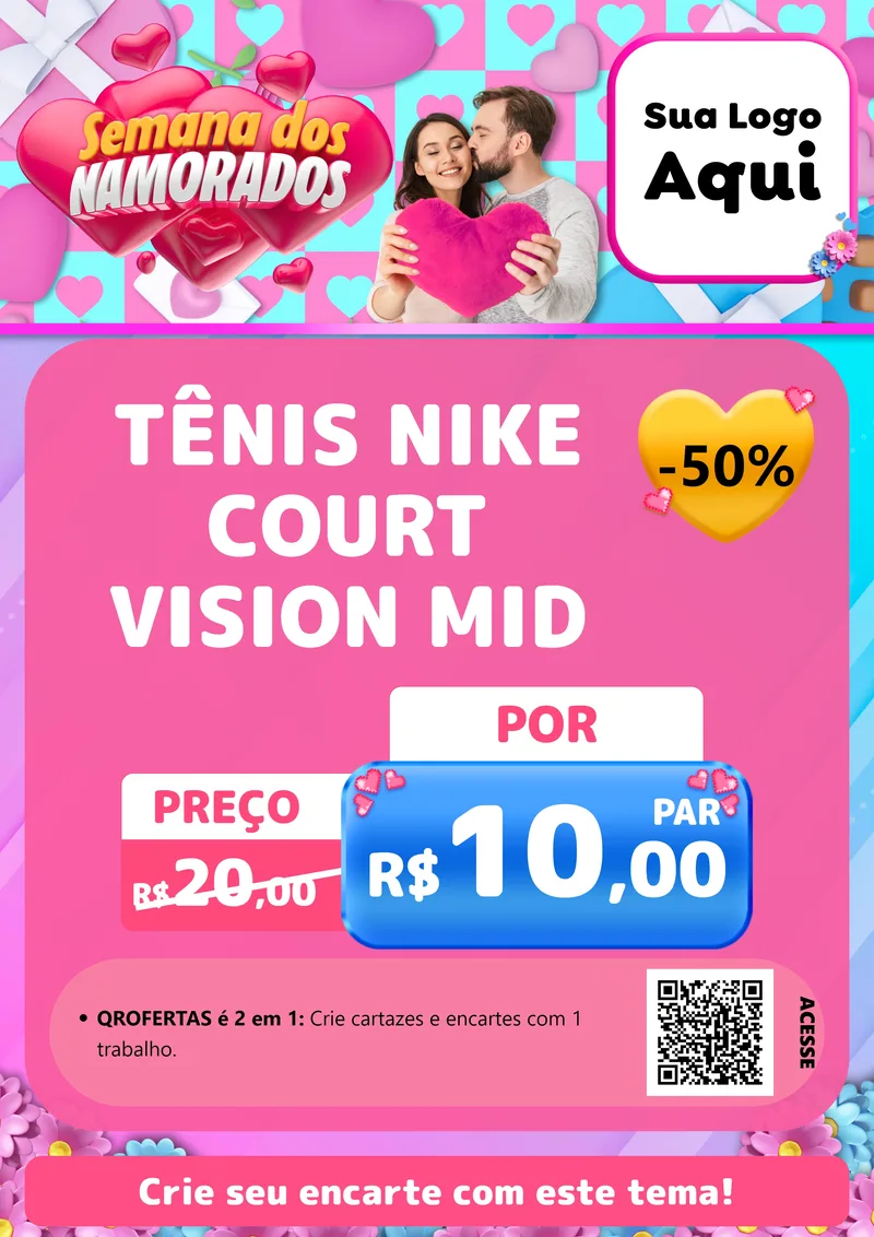 Modelo de Cartaz para Cartaz A4 Vertical com o tema Semana dos Namorados para Calçados