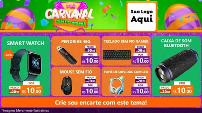 Modelo de TV para TV Horizontal com o tema Pré-Carnaval Com Economia para Informática