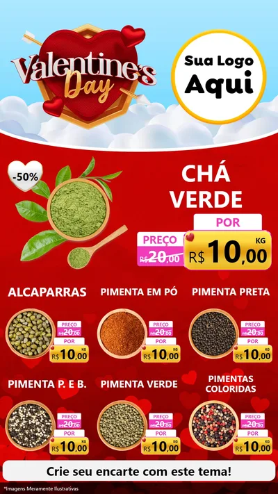 Modelo de Rede Social para Stories com o tema Valentine's Day para Produtos Naturais