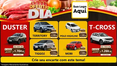 Modelo de TV para TV Horizontal com o tema Ofertas do Dia para Concessionaria de Carros