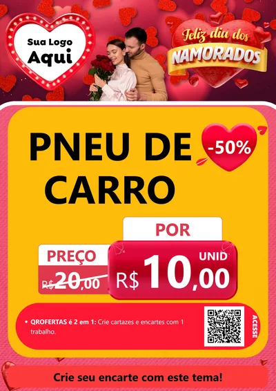 Modelo de Cartaz para Cartaz A4 Vertical com o tema Feliz Dia Dos Namorados para Auto peças
