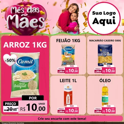 Modelo de Rede Social para Feed Facebook com o tema Mês das Mães para Supermercado