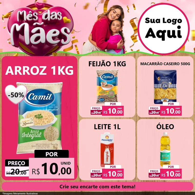Modelo de Rede Social para Feed Facebook com o tema Mês das Mães para Supermercado