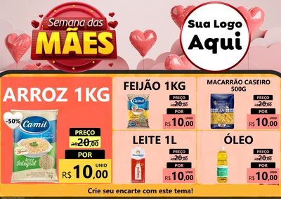 Modelo de Encarte para Encarte A4 Horizontal com o tema Semana das Mães para Supermercado