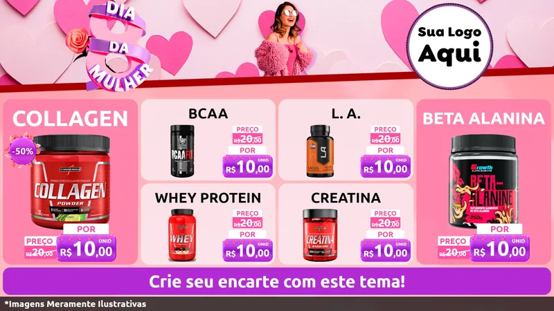 Modelo de TV para TV Horizontal com o tema Dia da Mulher para Suplementos alimentares