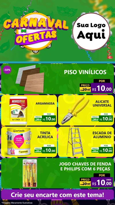 Modelo de TV para TV Vertical com o tema Carnaval de Ofertas para Material para Construção