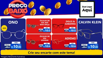 Modelo de TV para TV Horizontal com o tema Preço Baixo para Óticas