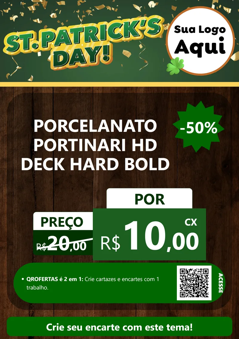 Modelo de Cartaz para Cartaz A4 Vertical com o tema St Patriks Day para Pisos e revestimentos
