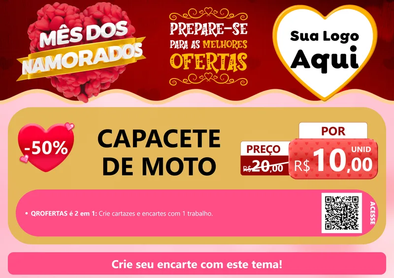 Modelo de Cartaz para Cartaz A4 Horizontal com o tema Mês dos Namorados para Moto peças
