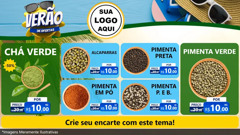 Modelo de TV para TV Horizontal com o tema Verão de Ofertas para Produtos Naturais