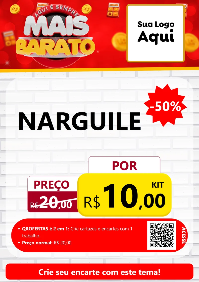 Modelo de Cartaz para Cartaz A4 Vertical com o tema Mais Barato para Tabacaria