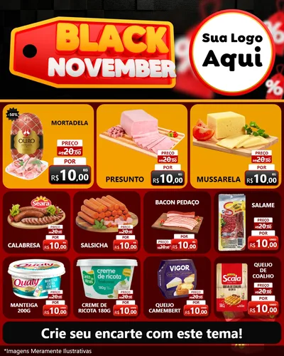 Modelo de Rede Social para Feed Instagram com o tema Black November para Frios e Laticínios