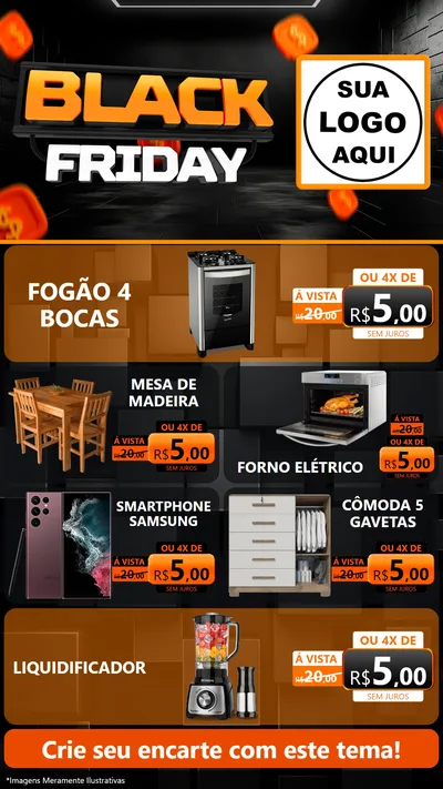 Modelo de TV para TV Vertical com o tema Black Friday para Móveis e Eletro