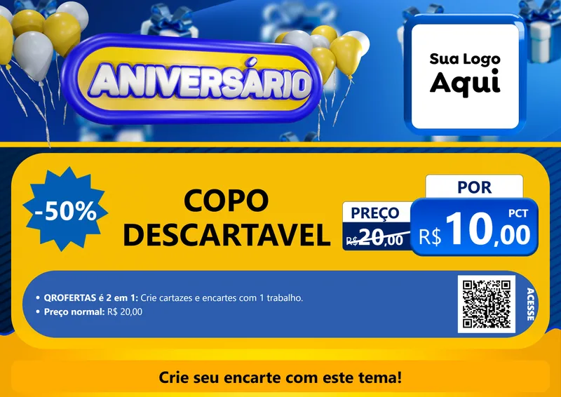 Modelo de Cartaz para Cartaz A4 Horizontal com o tema Aniversário para Embalagens