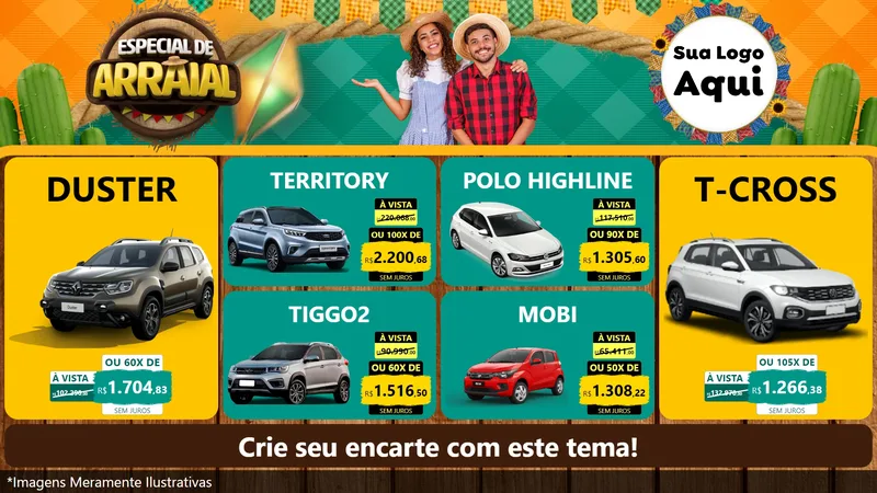 Modelo de TV para TV Horizontal com o tema Especial De Arraial para Concessionaria de Carros