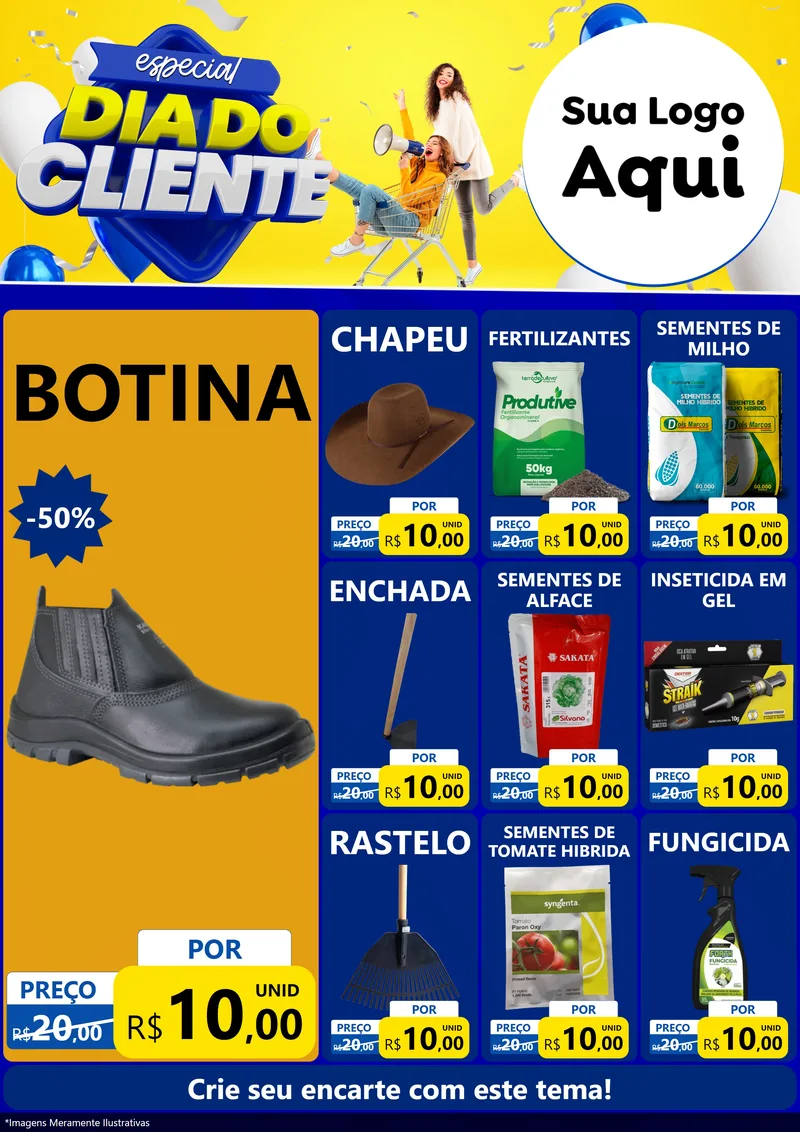 Modelo de Encarte para Encarte A4 Vertical com o tema Especial Dia do Cliente para Agropecuária