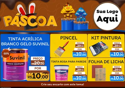 Modelo de Encarte para Encarte A4 Horizontal com o tema Páscoa para Tintas e Ferramentas