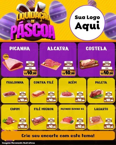 Modelo de Rede Social para Feed Instagram com o tema Liquidação de Páscoa para Açougue