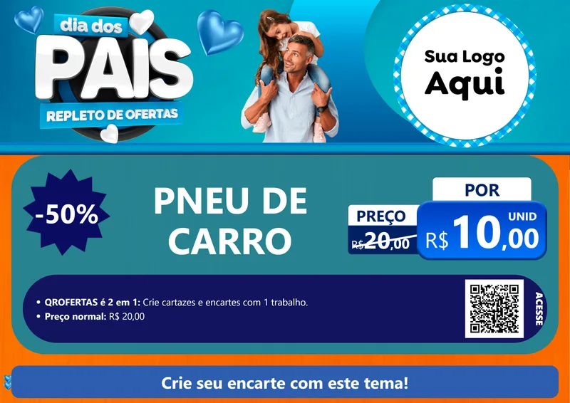 Modelo de Cartaz para Cartaz A4 Horizontal com o tema Dia Dos Pais Repleto de Ofertas para Auto peças