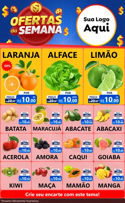 Modelo de Encarte para Encarte Grande com o tema Ofertas Da Semana para Hortifrúti