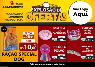 Modelo de Encarte para Encarte A4 Horizontal com o tema Explosão de Ofertas para Pet Shop