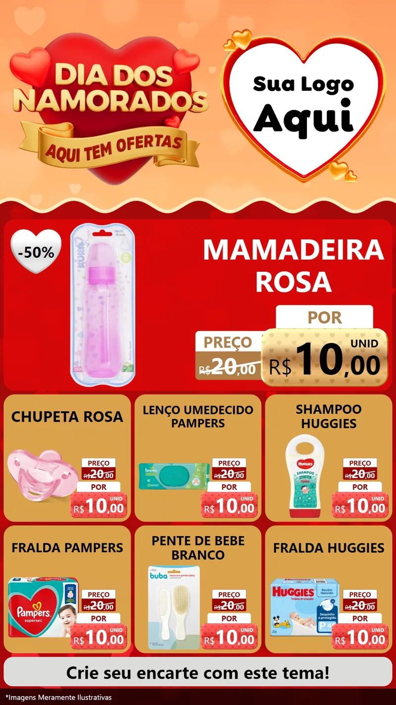 Modelo de Rede Social para Stories com o tema Dia dos Namorados - Aqui Tem Ofertas para Bebês