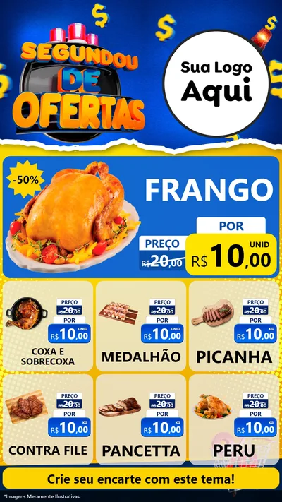 Modelo de Rede Social para Stories com o tema Segundou de Ofertas para Assados