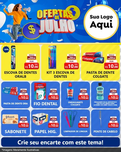 Modelo de Rede Social para Feed Instagram com o tema Ofertas de Julho para Higiene Pessoal