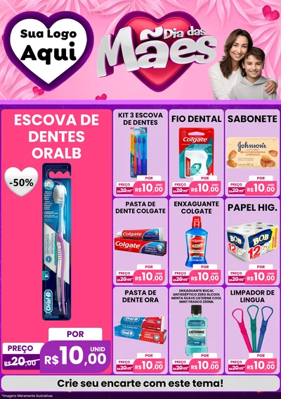 Modelo de Encarte para Encarte A4 Vertical com o tema Dia das Mães para Higiene Pessoal