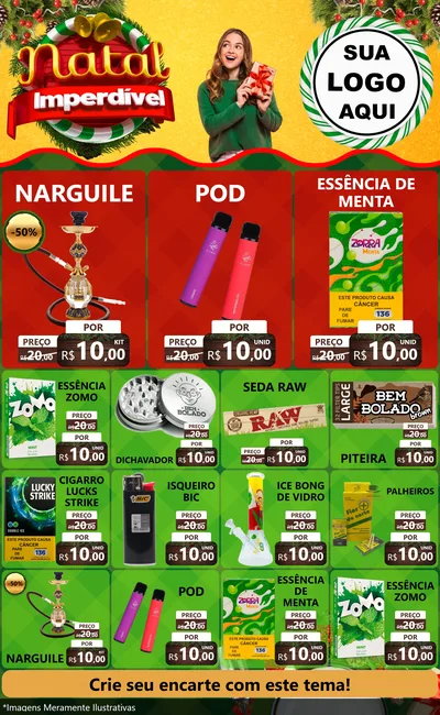 Modelo de Encarte para Encarte Grande com o tema Natal Imperdível para Tabacaria