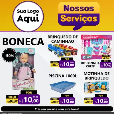 Modelo de Rede Social para Feed Facebook com o tema Nossos Serviços para Brinquedos
