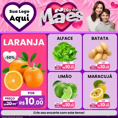 Modelo de Rede Social para Feed Facebook com o tema Dia das Mães para Hortifrúti