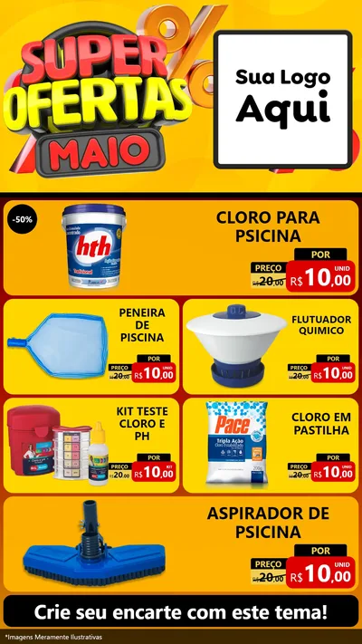 Modelo de TV para TV Vertical com o tema Super Ofertas Maio para Produtos para Piscina