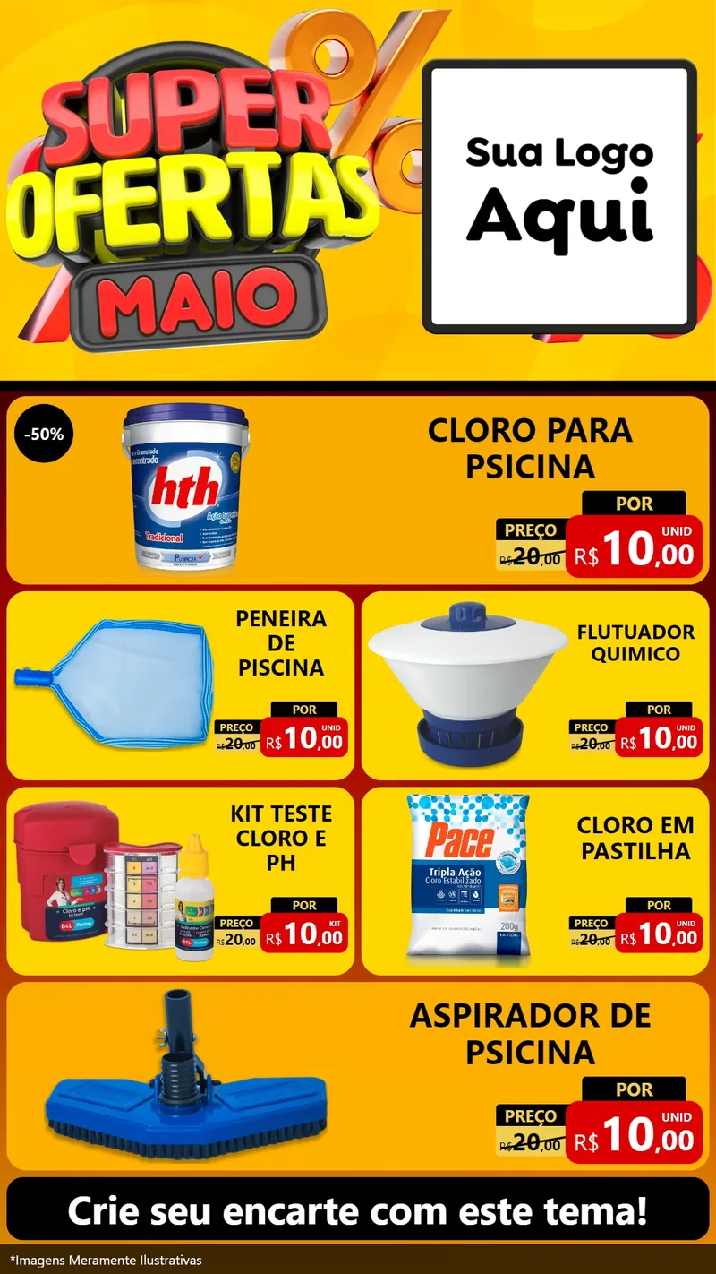 Modelo de TV para TV Vertical com o tema Super Ofertas Maio para Produtos para Piscina