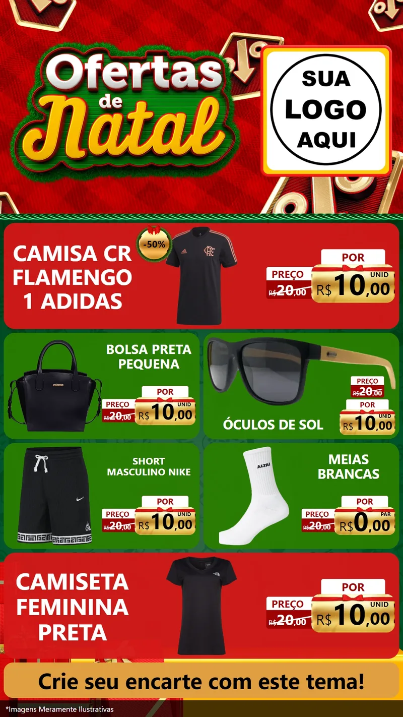 Modelo de TV para TV Vertical com o tema Ofertas de Natal para Roupas e acessórios