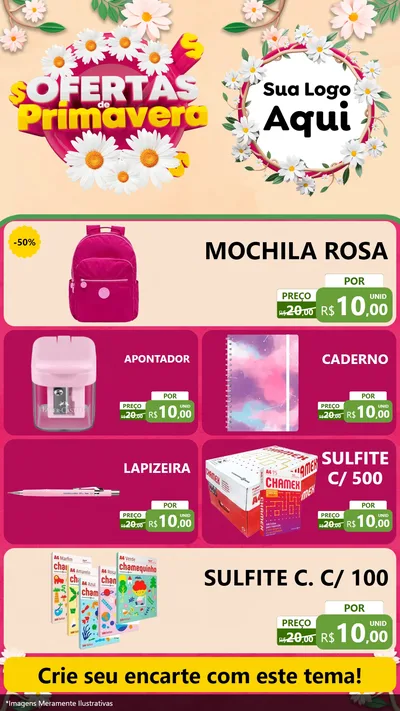 Modelo de TV para TV Vertical com o tema Ofertas de Primavera para Papelaria