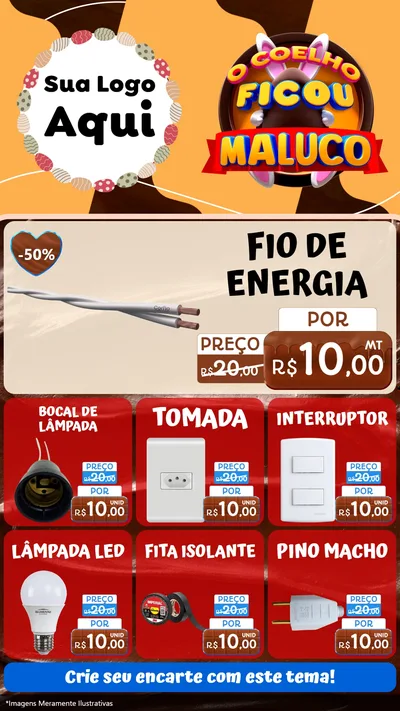 Modelo de Rede Social para Stories com o tema O Coelho Ficou Maluco - Páscoa para Materiais Elétricos