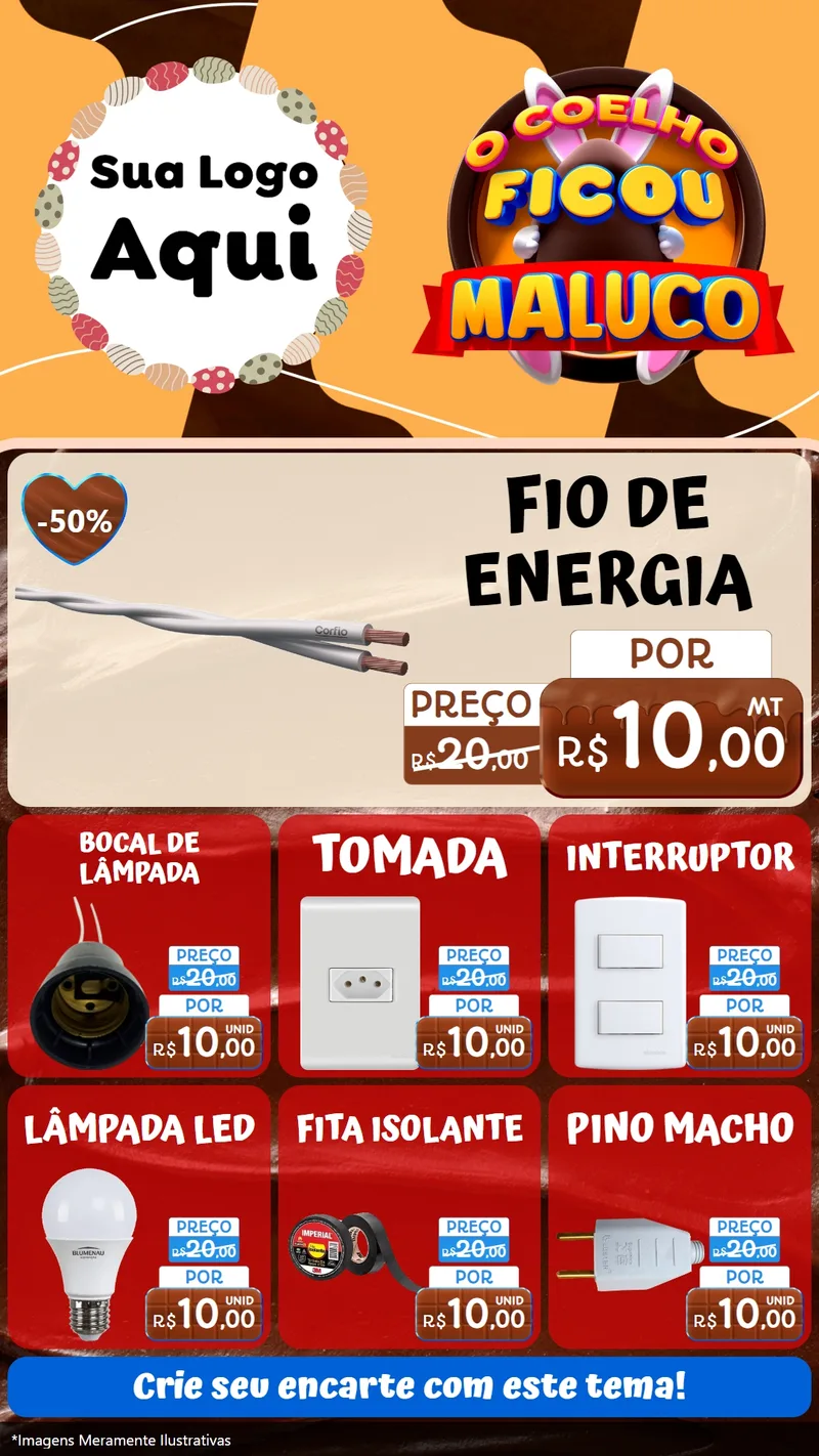 Modelo de Rede Social para Stories com o tema O Coelho Ficou Maluco - Páscoa para Materiais Elétricos
