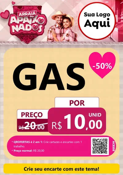 Modelo de Cartaz para Cartaz A4 Vertical com o tema Arraiá dos Apaixonados - Junina para Água e gás