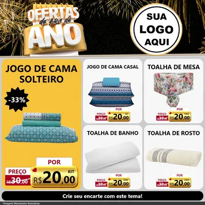 Modelo de Rede Social para Feed Facebook com o tema Ofertas de Fim de Ano para Cama, Mesa e Banho