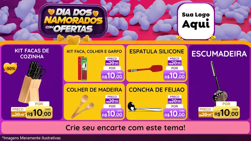 Modelo de TV para TV Horizontal com o tema Dia Dos Namorados Com Ofertas para Utilidades Domésticas